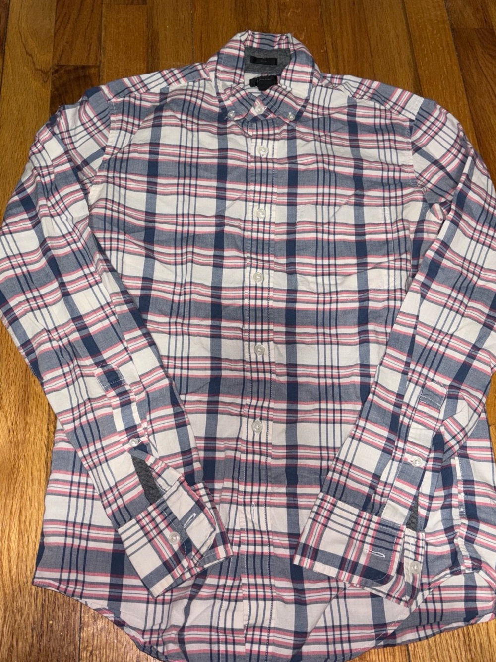 J. Crew Men’s Plaid Button-Down Shirt in White, Navy, Pink